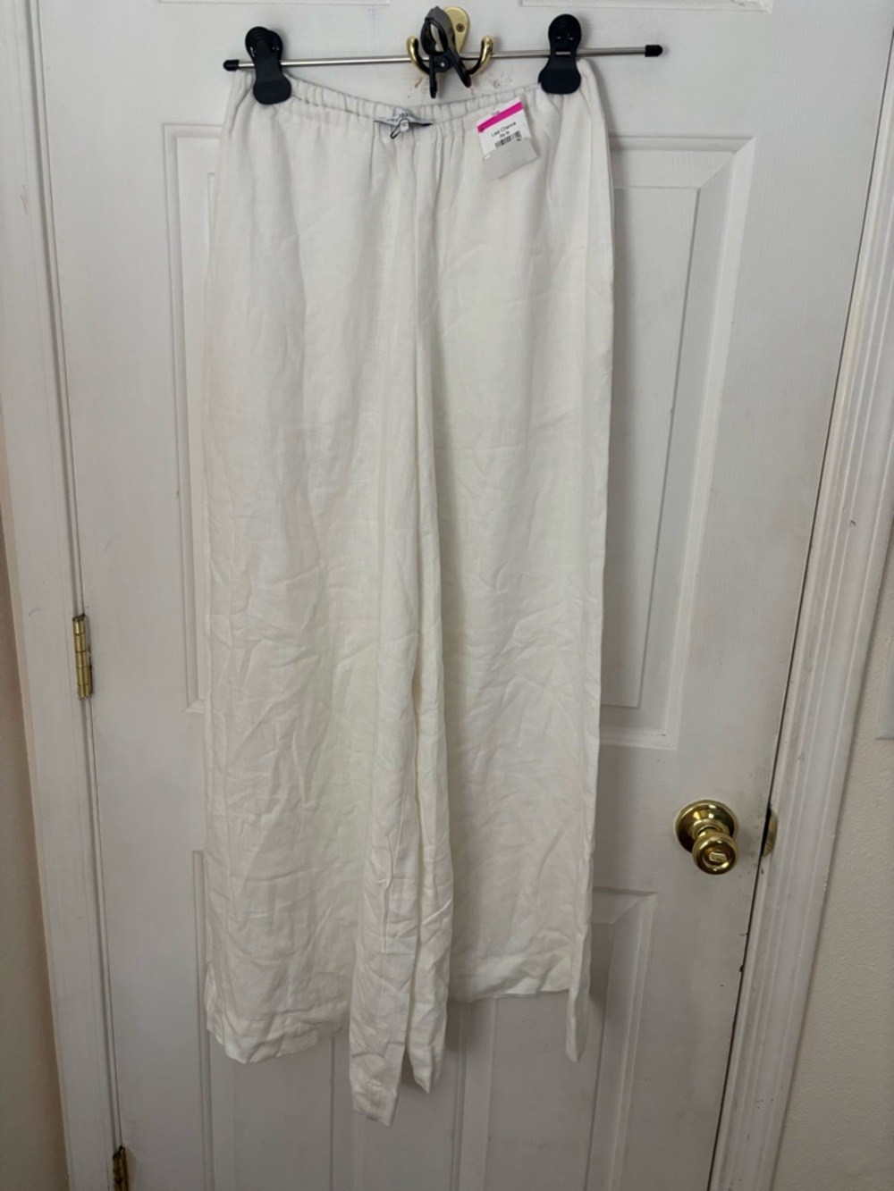 WeWoreWhat Cream Elastic Waist Wide-Leg Pants